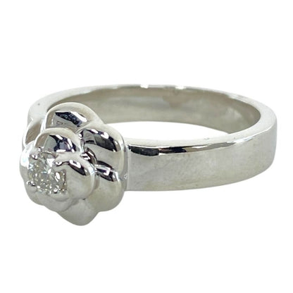 Chanel Camellia Ring 750wg White Gold 1p Diamond Flower Motif Silver Chanel