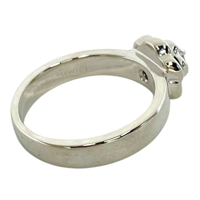 Chanel Camellia Ring 750wg White Gold 1p Diamond Flower Motif Silver Chanel