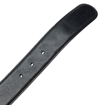Bvlgari Belt Round Logo Buckle Leather Black Silver Hardware 20230