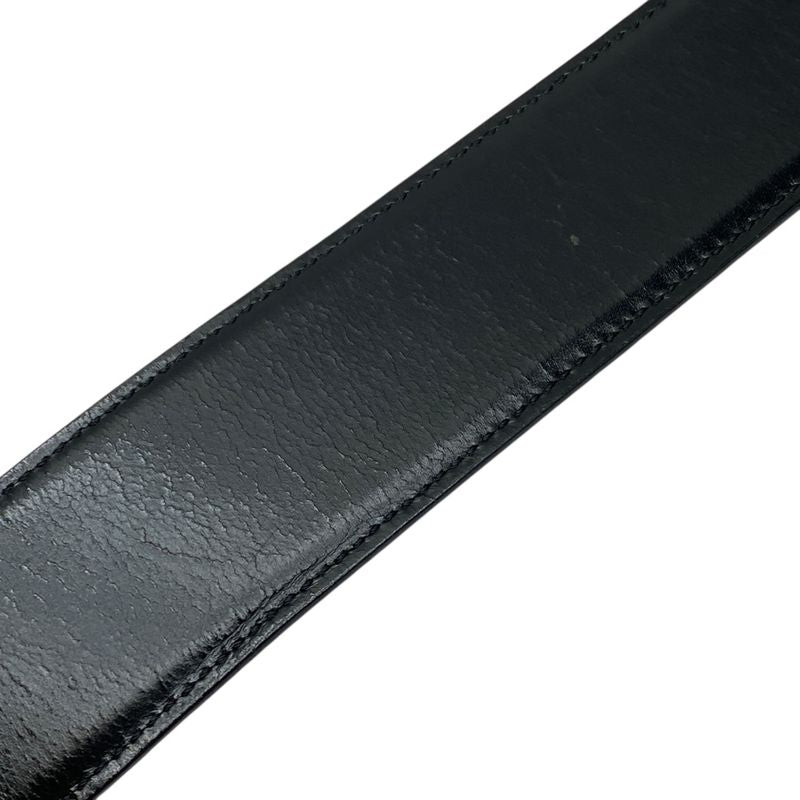 Bvlgari Belt Round Logo Buckle Leather Black Silver Hardware 20230
