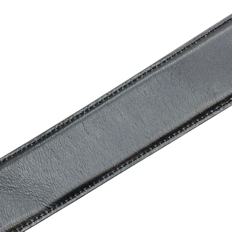 Bvlgari Belt Round Logo Buckle Leather Black Silver Hardware 20230