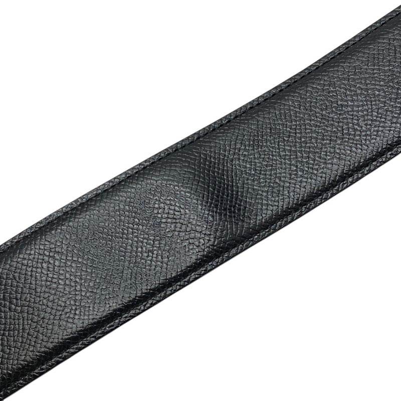 Bvlgari Belt Round Logo Buckle Leather Black Silver Hardware 20230