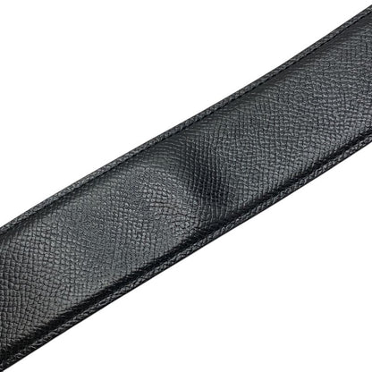 Bvlgari Belt Round Logo Buckle Leather Black Silver Hardware 20230