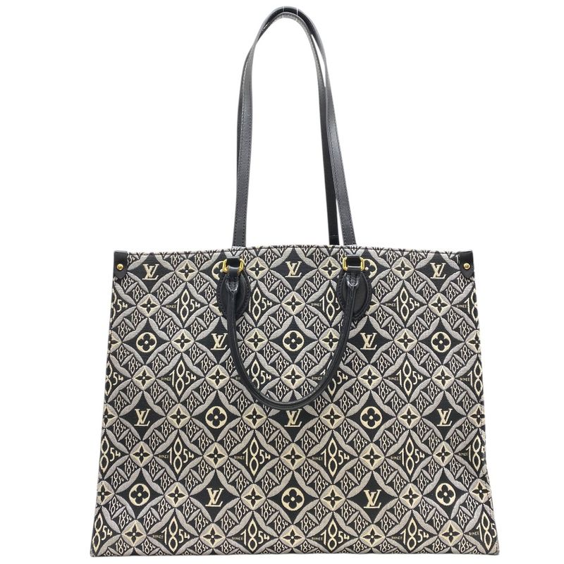 Louis Vuitton on the Go GM Tote Bag Handbag 2way Leather Jacquard Black