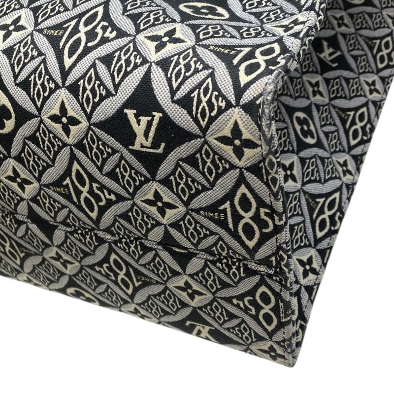 Louis Vuitton on the Go GM Tote Bag Handbag 2way Leather Jacquard Black