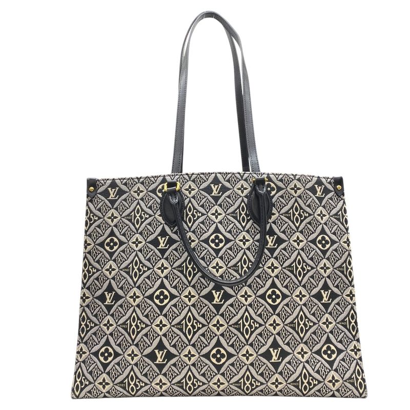 Louis Vuitton on the Go GM Tote Bag Handbag 2way Leather Jacquard Black