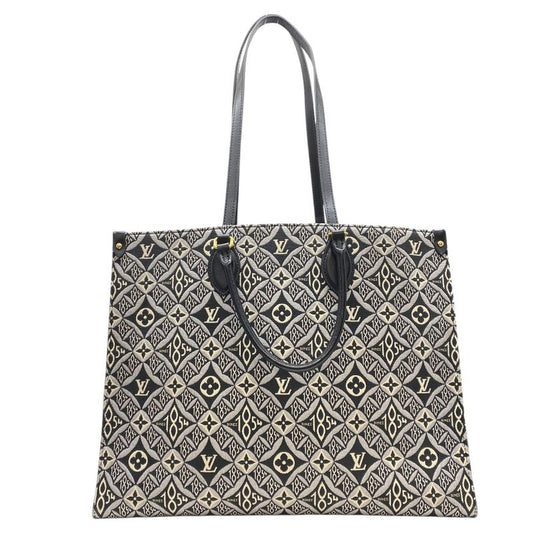 Louis Vuitton on the Go GM Tote Bag Handbag 2way Leather Jacquard Black