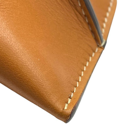 Celine Lozenge Charm Leather Coin Case Key Ring Key Holder Mini Pouch Brown