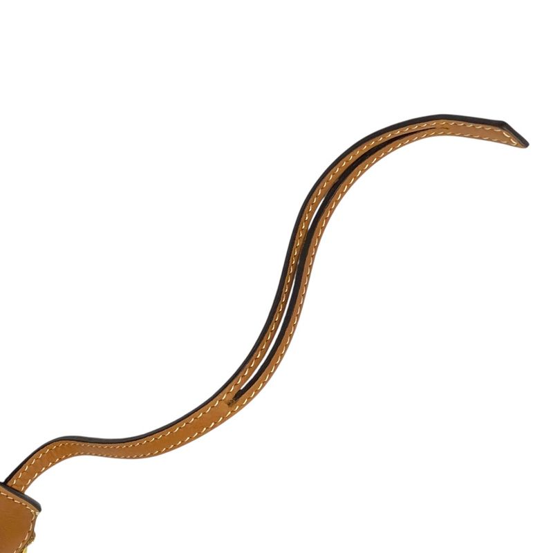 Celine Lozenge Charm Leather Coin Case Key Ring Key Holder Mini Pouch Brown