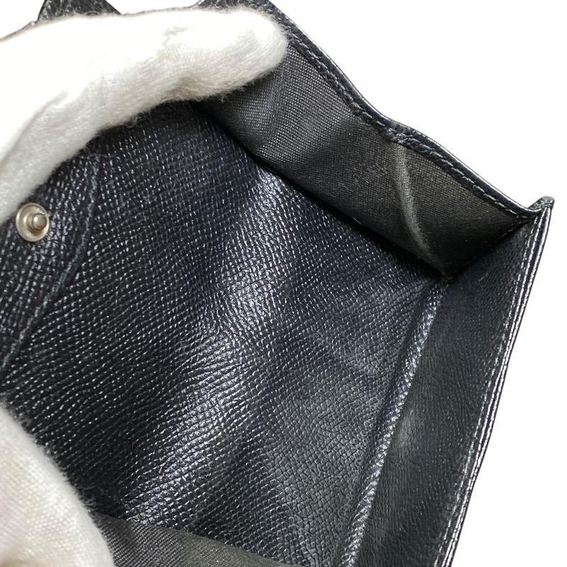 Bvlgari Coin Case Coin Purse Coin Purse Card Case Logo Black Grain Leather