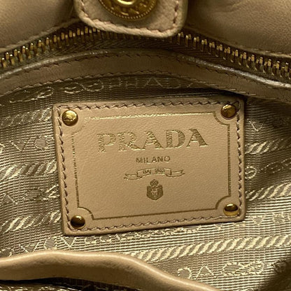 Prada Tote Bag - Bn1760 Beige Leather Tag Ribbon Leather