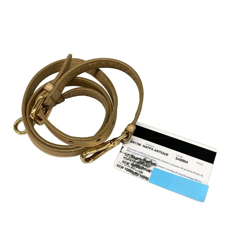 Prada Tote Bag - Bn1760 Beige Leather Tag Ribbon Leather