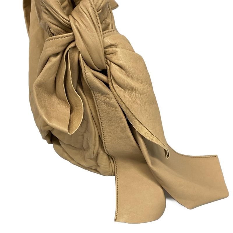 Prada Tote Bag - Bn1760 Beige Leather Tag Ribbon Leather