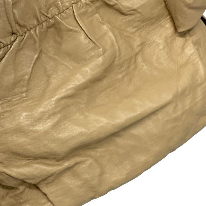 Prada Tote Bag - Bn1760 Beige Leather Tag Ribbon Leather