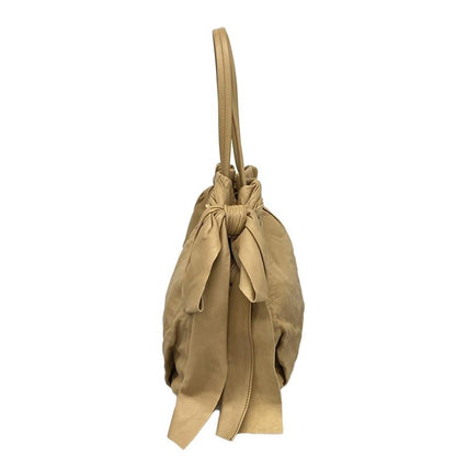 Prada Tote Bag - Bn1760 Beige Leather Tag Ribbon Leather