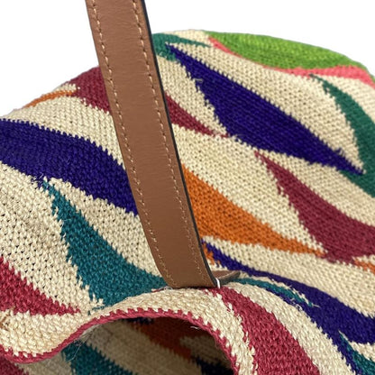 Loewe Tote Bag Sigra Basket Bag Beige X Brown X Multi Basket Bag Linen Leather