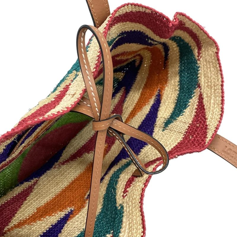 Loewe Tote Bag Sigra Basket Bag Beige X Brown X Multi Basket Bag Linen Leather