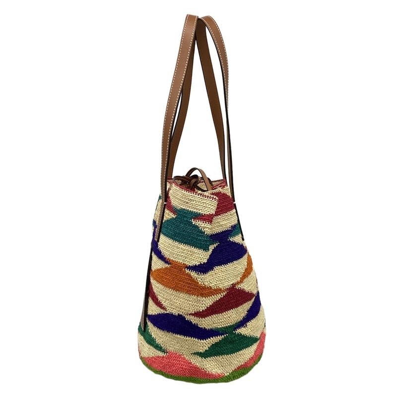 Loewe Tote Bag Sigra Basket Bag Beige X Brown X Multi Basket Bag Linen Leather