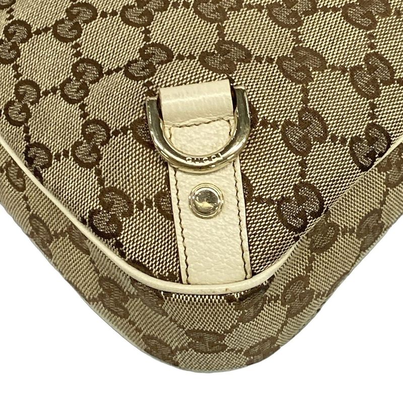 Gucci Shoulder Bag GG Pattern Abbey 130738 Beige X Dark Brown X Ivory Leather