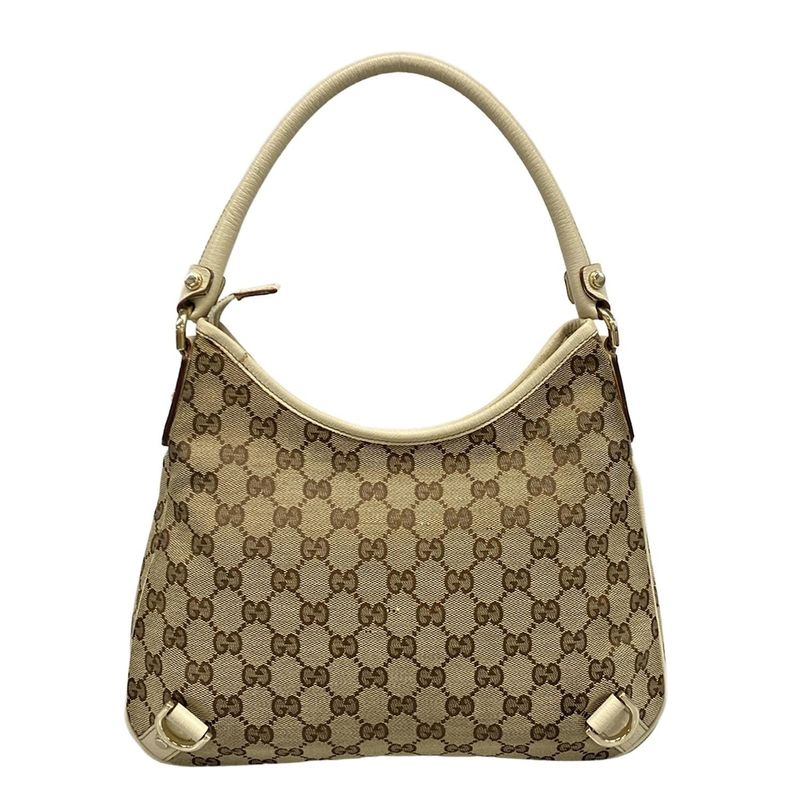 Gucci Shoulder Bag GG Pattern Abbey 130738 Beige X Dark Brown X Ivory Leather