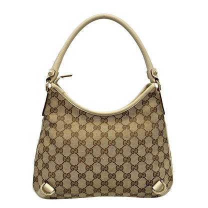 Gucci Shoulder Bag GG Pattern Abbey 130738 Beige X Dark Brown X Ivory Leather