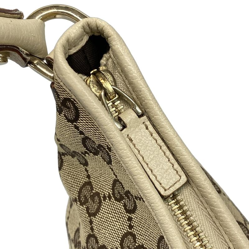 Gucci Shoulder Bag GG Pattern Abbey 130738 Beige X Dark Brown X Ivory Leather