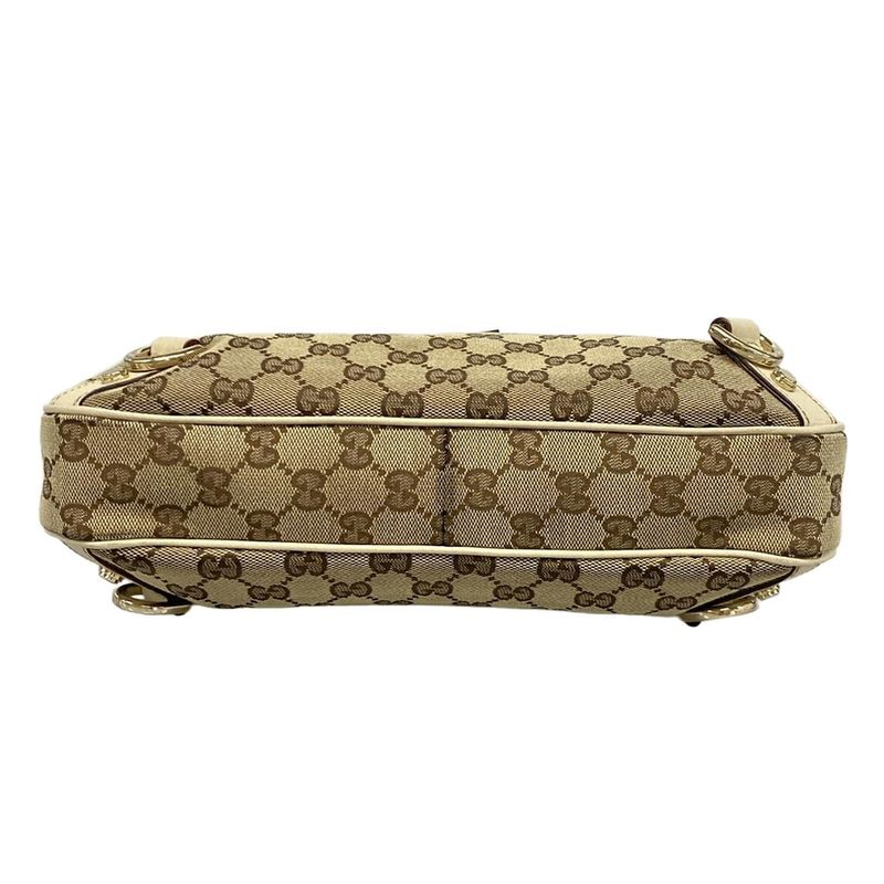 Gucci Shoulder Bag GG Pattern Abbey 130738 Beige X Dark Brown X Ivory Leather