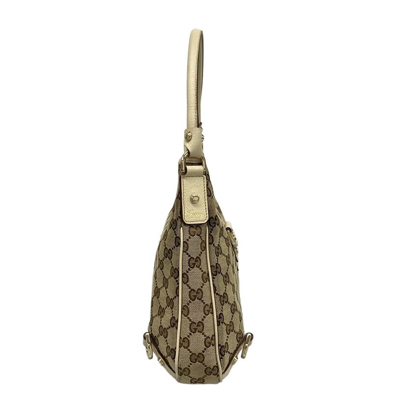 Gucci Shoulder Bag GG Pattern Abbey 130738 Beige X Dark Brown X Ivory Leather
