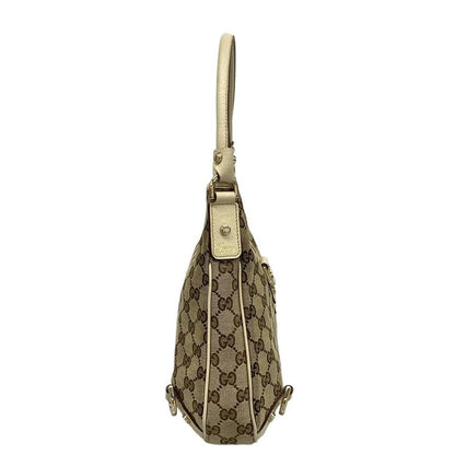 Gucci Shoulder Bag GG Pattern Abbey 130738 Beige X Dark Brown X Ivory Leather