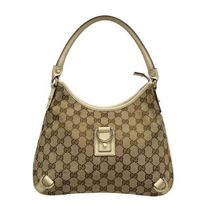 Gucci Shoulder Bag GG Pattern Abbey 130738 Beige X Dark Brown X Ivory Leather