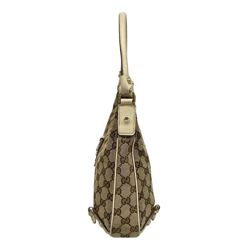 Gucci Shoulder Bag GG Pattern Abbey 130738 Beige X Dark Brown X Ivory Leather