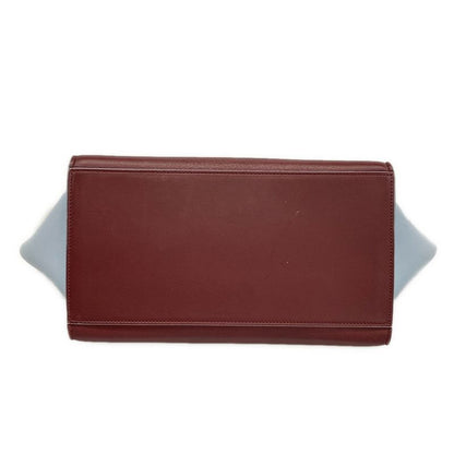 Celine Handbag Trapeze Small Bordeaux X Light Blue Leather