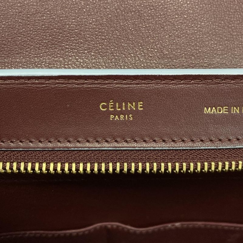 Celine Handbag Trapeze Small Bordeaux X Light Blue Leather