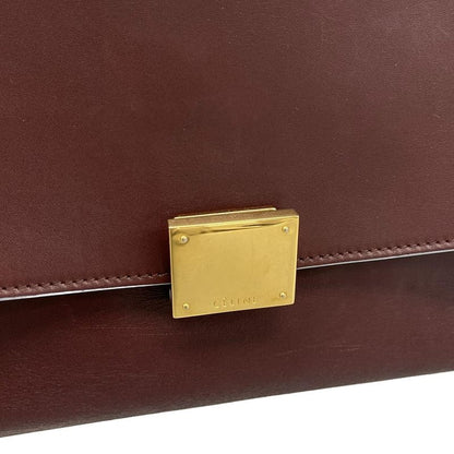 Celine Handbag Trapeze Small Bordeaux X Light Blue Leather