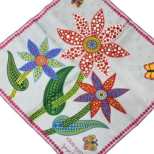 Louis Vuitton Scarf - M78315 Pink X Blue Gray X Multi Flower Butterfly Monogram