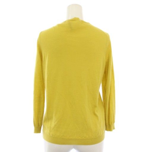 Prada 100% Cashmere Cardigan Crew Neck Knit Long Sleeve 42 Yellow Tk