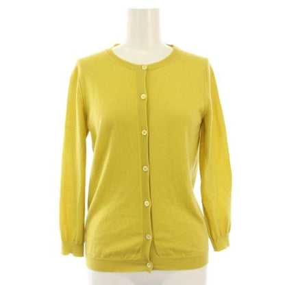 Prada 100% Cashmere Cardigan Crew Neck Knit Long Sleeve 42 Yellow Tk