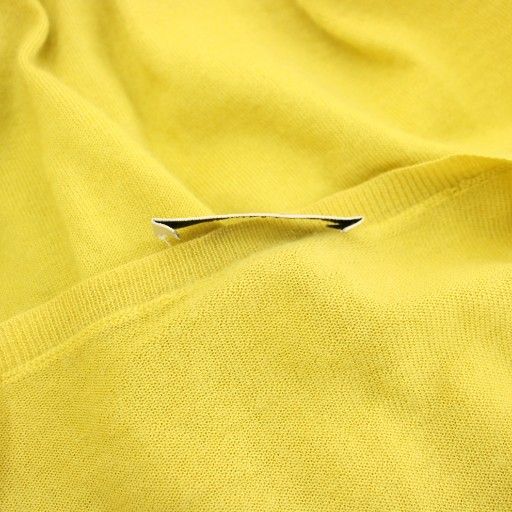 Prada 100% Cashmere Cardigan Crew Neck Knit Long Sleeve 42 Yellow Tk