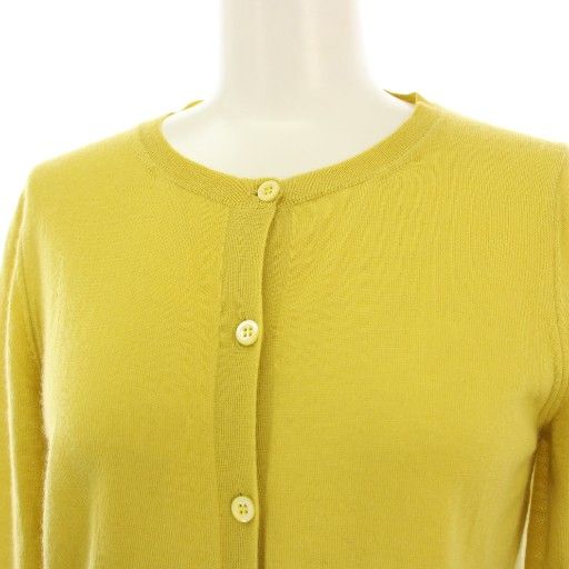 Prada 100% Cashmere Cardigan Crew Neck Knit Long Sleeve 42 Yellow Tk