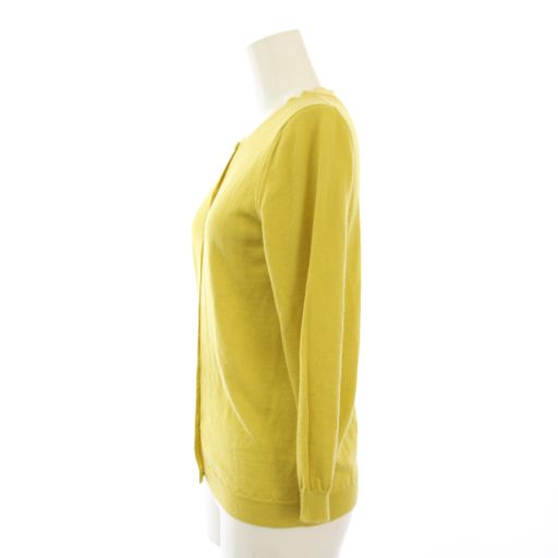 Prada 100% Cashmere Cardigan Crew Neck Knit Long Sleeve 42 Yellow Tk