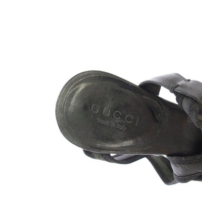 Gucci Sandals Strap Leather Square Toe 34.5cm (13.58in) C Black Tk