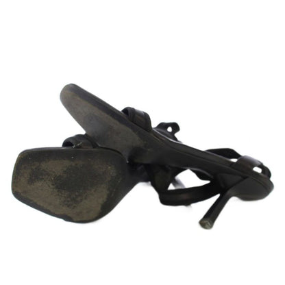 Gucci Sandals Strap Leather Square Toe 34.5cm (13.58in) C Black Tk