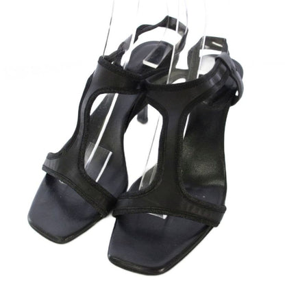 Gucci Sandals Strap Leather Square Toe 34.5cm (13.58in) C Black Tk