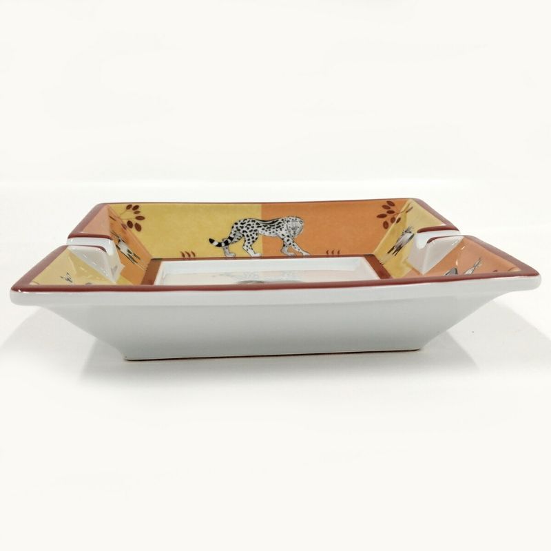 Hermes Ashtray Animal Elephant Cheetah Ashtray Accessory Case Ceramic
