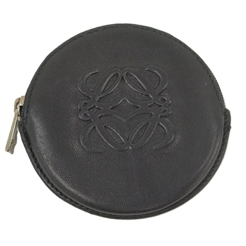 Loewe Coin Case Round Shape Anagram Leather Black 060510