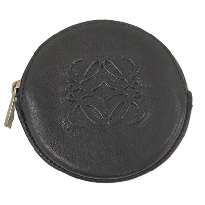 Loewe Coin Case Round Shape Anagram Leather Black 060510