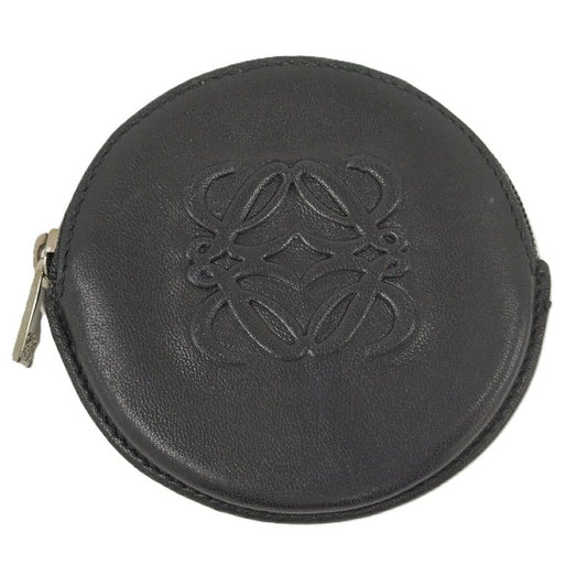 Loewe Coin Case Round Shape Anagram Leather Black 060510