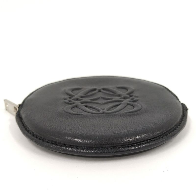 Loewe Coin Case Round Shape Anagram Leather Black 060510