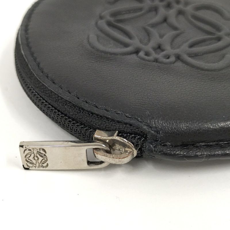 Loewe Coin Case Round Shape Anagram Leather Black 060510
