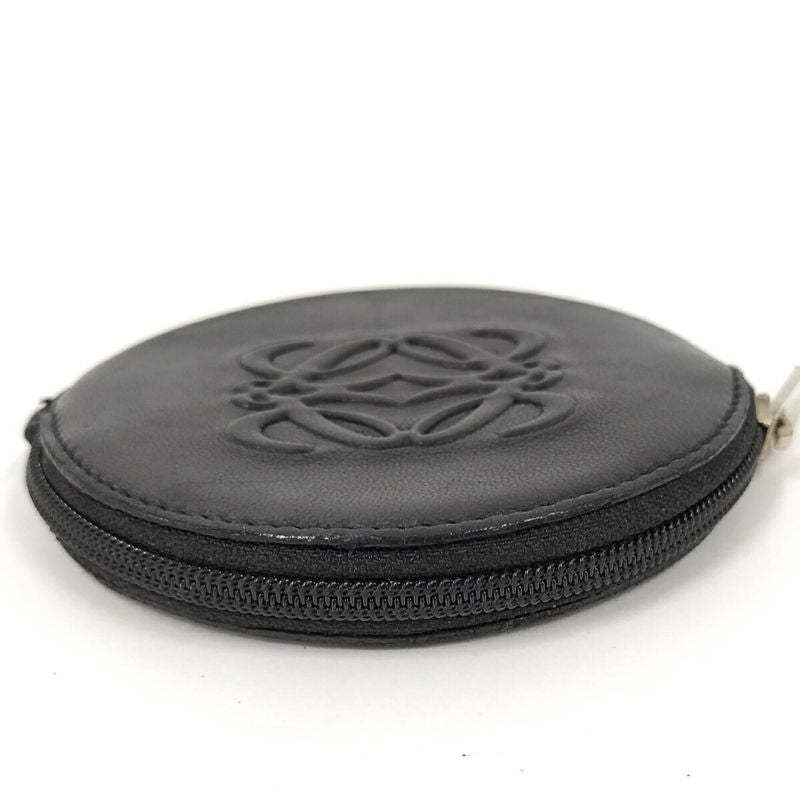 Loewe Coin Case Round Shape Anagram Leather Black 060510